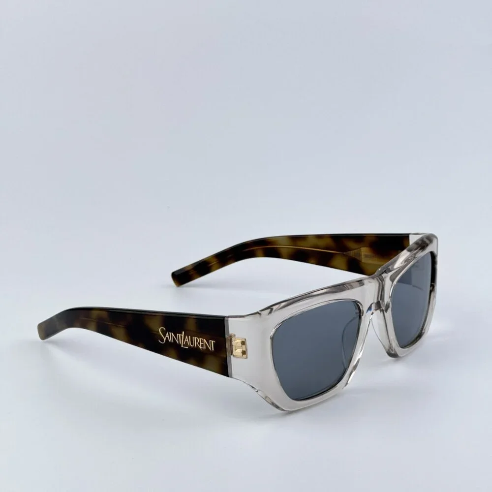 Saint Laurent SL740 003 BRAND NEW Sunglasses Beige Havana Silver Square …